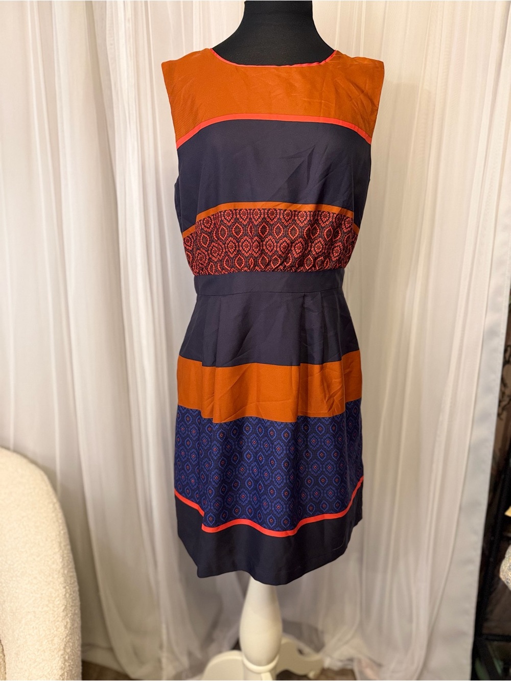 LOFT Mosaic Stripe Geometric Sheath Dress - Size 6